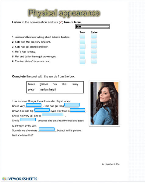 Appearance and Personality Worksheet by Maria Afonso